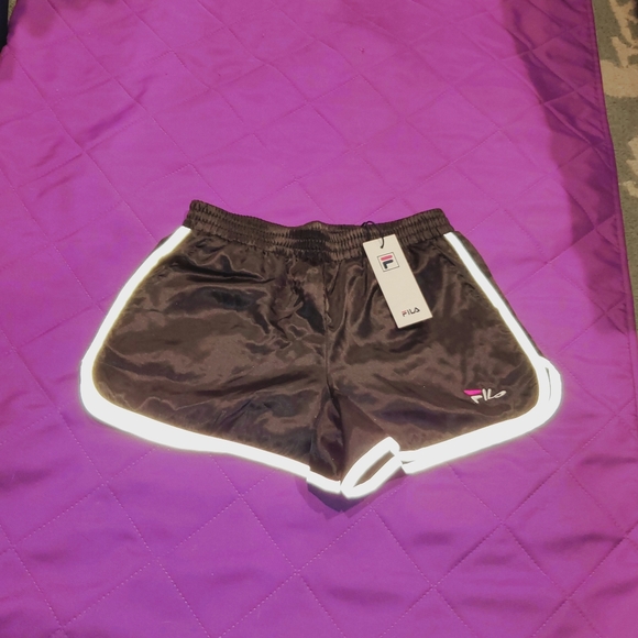 N.W.T. Fila shorts shiny black satin - Picture 2 of 16